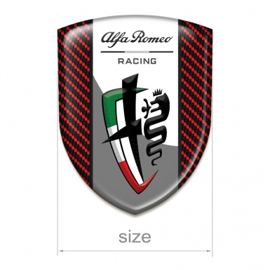 Alfa Romeo Tuning Badge Red Carbon Background Grey White Logo Tape 
