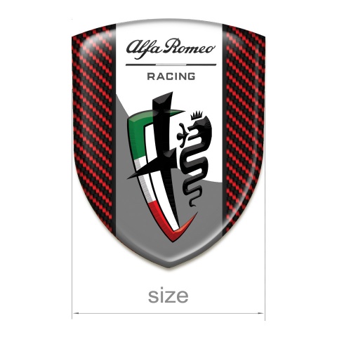 Alfa Romeo Tuning Badge Red Carbon Background Grey White Logo Tape 