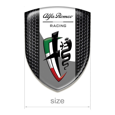 Alfa Romeo Car Accessories Badge Perforated Steel Background Grey White Logo Tape