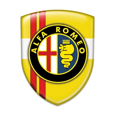 Alfa Romeo Car Accessories Badge Yellow with Red Lines base Clasic Logo 