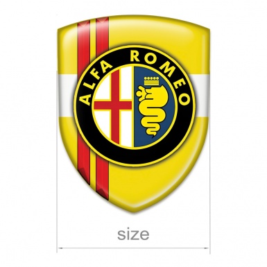 Alfa Romeo Car Accessories Badge Yellow with Red Lines base Clasic Logo 