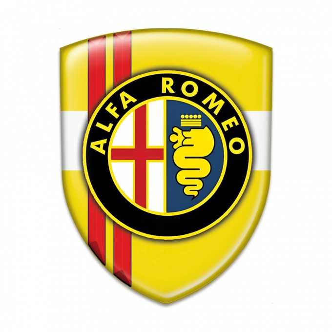 Alfa Romeo Car Accessories Badge Yellow with Red Lines base Clasic Logo 