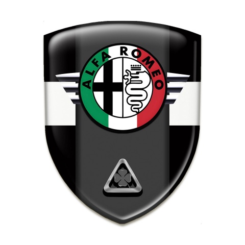 Alfa Romeo Self Adhesive Car logo Emblem Black with White Ribbon Model 