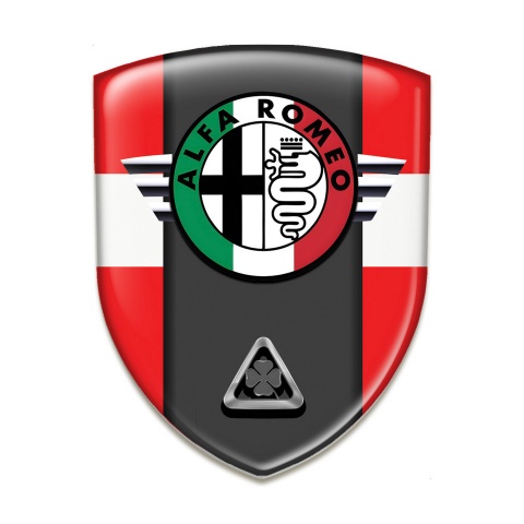 Alfa Romeo Silicone Car Decal Badge Red with White Ribbon Model