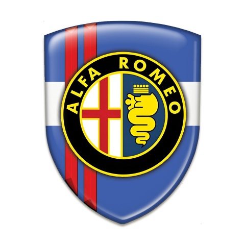 Alfa Romeo Resin Sticker Blue White base with Red Lines Style 