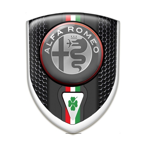 Alfa Romeo Tuning Badge Perforated Steel base Italian Flag Motive