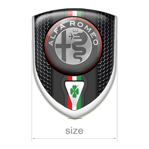 Alfa Romeo Tuning Badge Perforated Steel base Italian Flag Motive