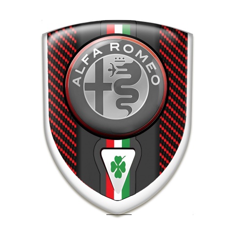 Alfa Romeo Car Accessories Badge Red Carbon Base with Italian Flag Motive