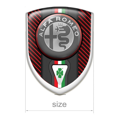 Alfa Romeo Car Accessories Badge Red Carbon Base with Italian Flag Motive