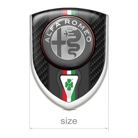 Alfa Romeo Self Adhesive Car logo Emblem Black Carbon Print Italian Flag Motive