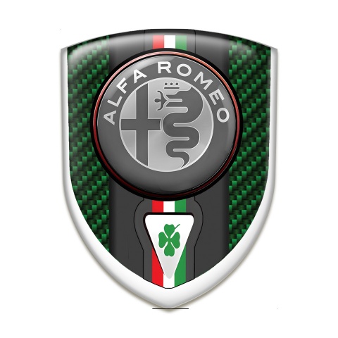 Alfa Romeo Car Interior Badge Green Carbon Print Italian Flag Motive 
