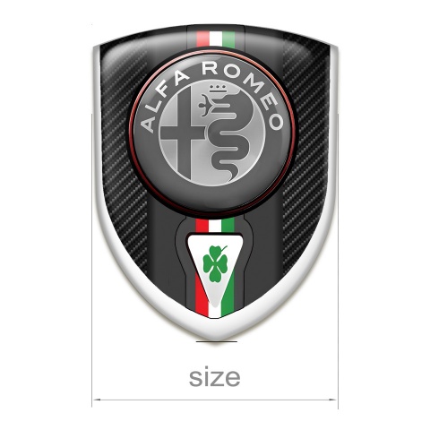 Alfa Romeo Silicone Car Decal Badge Black Fibers Base Italian Flag Motive 