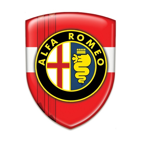 Alfa Romeo Silicone Shield Red with White Tape Design Classic Logo 