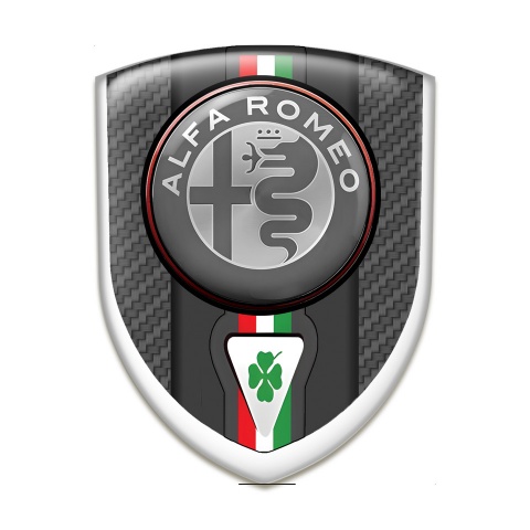 Alfa Romeo Auto Emblem Carbon Base Italian Flag Motive