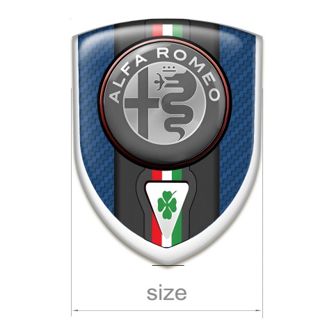 Alfa Romeo Emblem Badge Logo Navy Blue Carbon Base Italian Flag Motive 