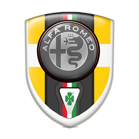 Alfa Romeo Logo Emblem Yellow with White Tape Base Italian Flag Style 
