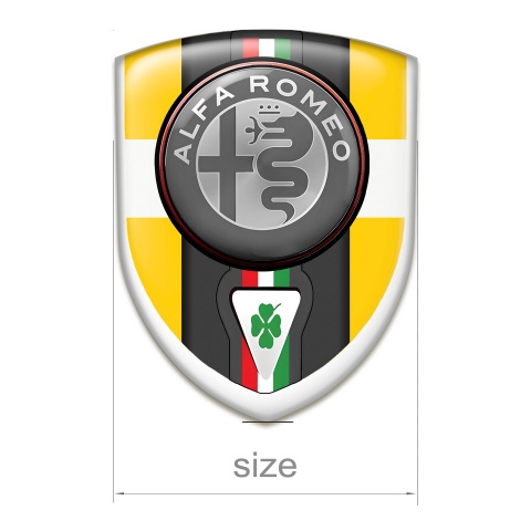 Alfa Romeo Logo Emblem Yellow with White Tape Base Italian Flag Style 