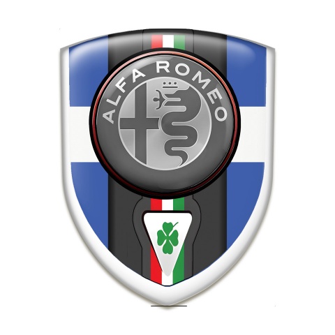 Alfa Romeo Tuning Emblem Blue with White Tape Base Italian Flag Motive 
