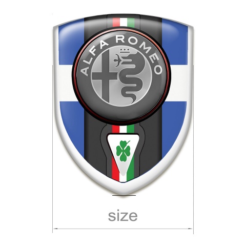 Alfa Romeo Tuning Emblem Blue with White Tape Base Italian Flag Motive 