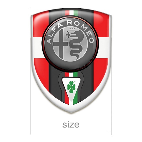 Alfa Romeo Domed Emblem Red with White Ribbon Base Italian Flag Motive 