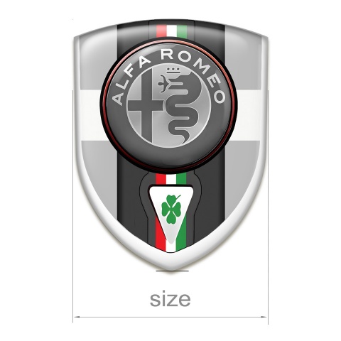 Alfa Romeo Silicone Emblem Grey with White Ribbon Base Italian Flag Motive 
