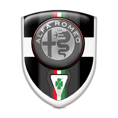 Alfa Romeo Silicone Emblem Black with White Ribbon base Italian Flag motive 