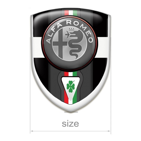 Alfa Romeo Silicone Emblem Black with White Ribbon base Italian Flag motive 