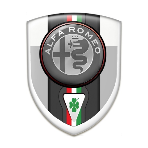 Alfa Romeo Resin Sticker Gray White Design Italian Flag Motive 