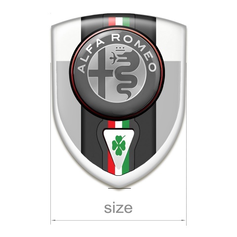 Alfa Romeo Resin Sticker Gray White Design Italian Flag Motive 