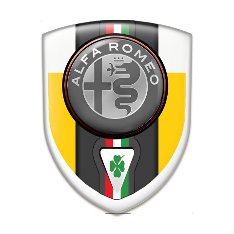 Alfa Romeo 3D Gel Emblem Yellow White Design Italian Flag Motive 