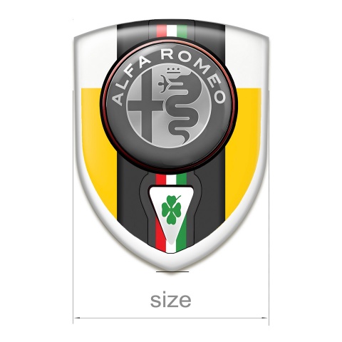 Alfa Romeo 3D Gel Emblem Yellow White Design Italian Flag Motive 
