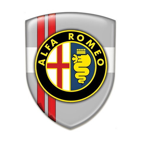 Alfa Romeo Tuning Badge Grey with White Base Classic Logo 