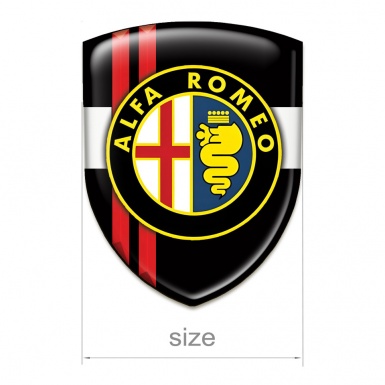 Alfa Romeo Car Accessories Badge Black White Base with Red Lines Style 