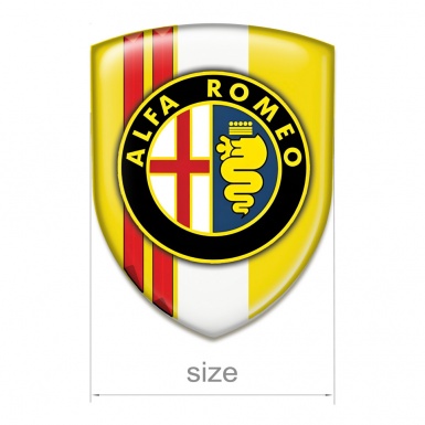 Alfa Romeo Car Interior Badge Yellow White Print with Red Stripes Style 