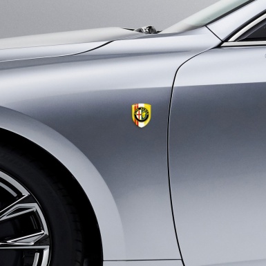 Alfa Romeo Car Interior Badge Yellow White Print with Red Stripes Style 