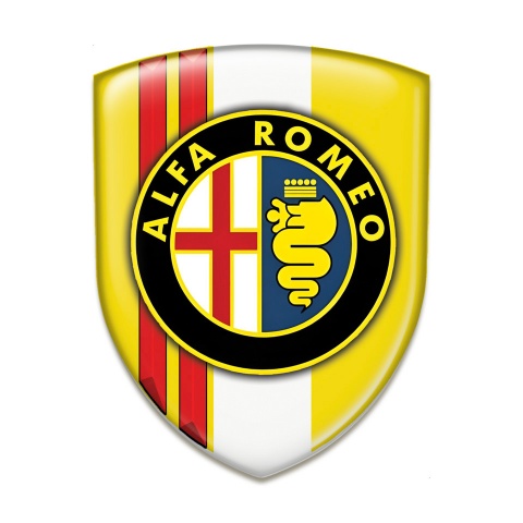 Alfa Romeo Car Interior Badge Yellow White Print with Red Stripes Style 
