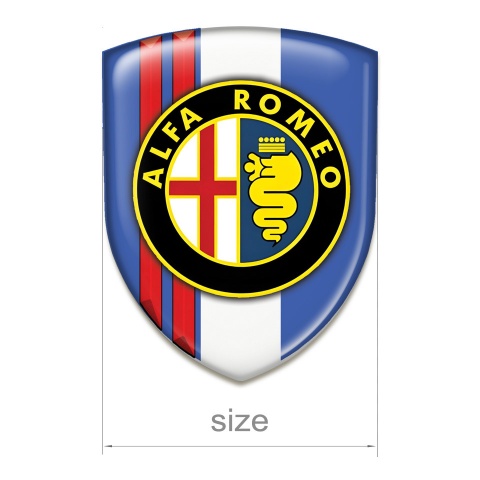 Alfa Romeo Silicone Car Decal Badge Blue White Print with Red Stripes Style 