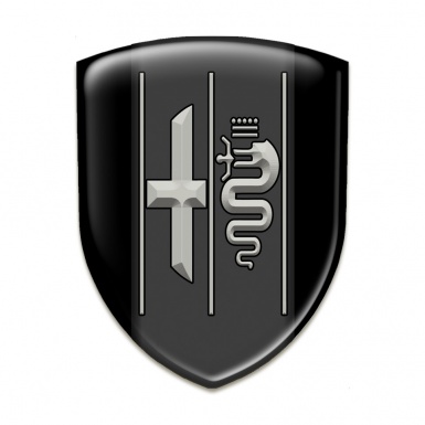 Alfa Romeo Silicone Badge Stylish Black Background Gray Snake 
