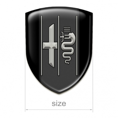 Alfa Romeo Silicone Badge Stylish Black Background Gray Snake 