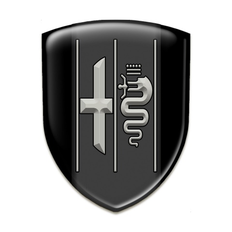 Alfa Romeo Silicone Badge Stylish Black Background Gray Snake 