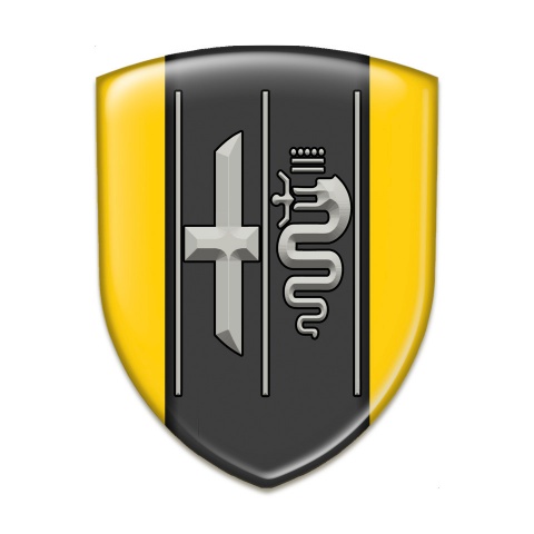 Alfa Romeo Tuning Emblem High End Yellow Background Gray Logo 