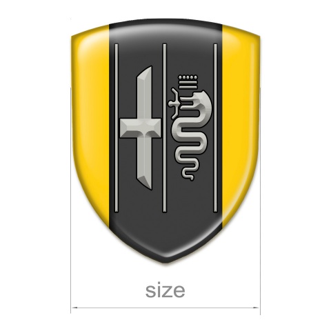 Alfa Romeo Tuning Emblem High End Yellow Background Gray Logo 