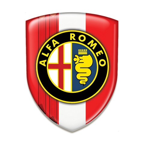 Alfa Romeo Domed Emblem Red White Pattern Classic Logo Style 