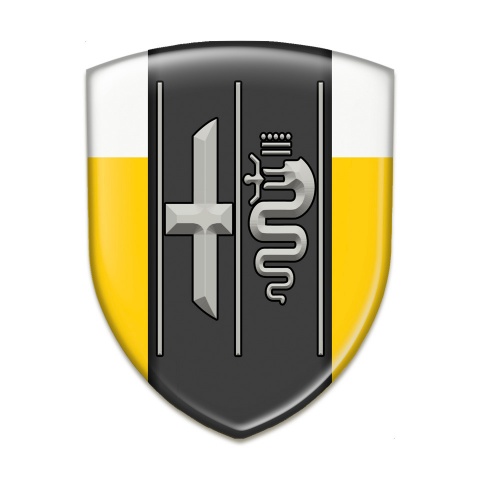 Alfa Romeo Emblem Interior Yellow White background Clean Logo Style 
