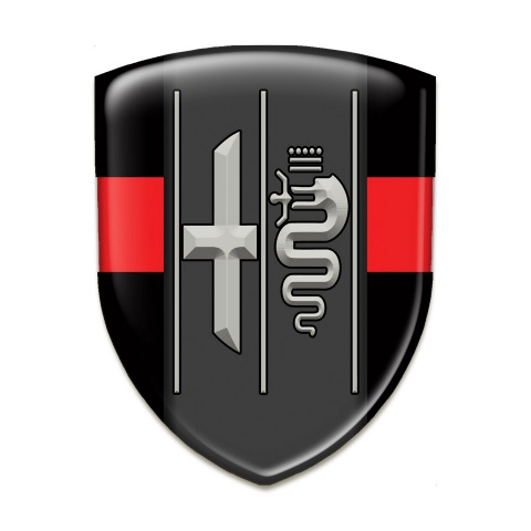 Alfa Romeo Car Accessories Badge Black with Red Ribbon Edition 