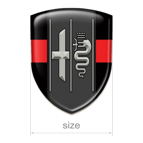 Alfa Romeo Car Accessories Badge Black with Red Ribbon Edition 