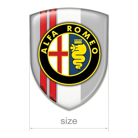 Alfa Romeo Silicone Badge Gray White with Red Stripes Design 
