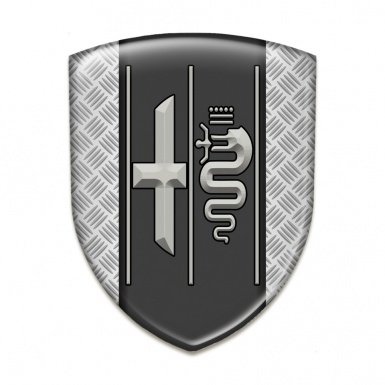 Alfa Romeo Emblem Badge Logo Metal Effect Background Gray Logo Style 