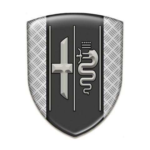 Alfa Romeo Emblem Badge Logo Metal Effect Background Gray Logo Style 