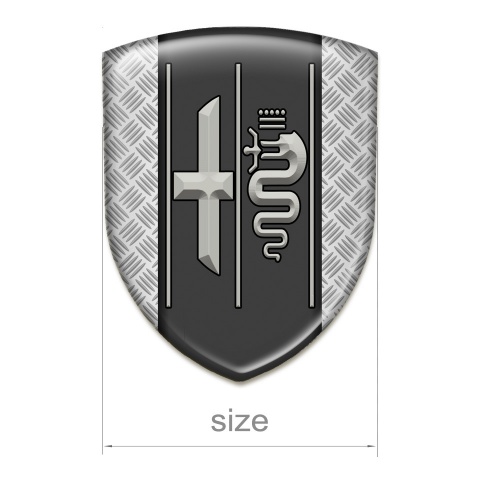 Alfa Romeo Emblem Badge Logo Metal Effect Background Gray Logo Style 